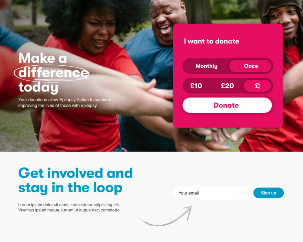 Epilepsy Action Donate Screen on website