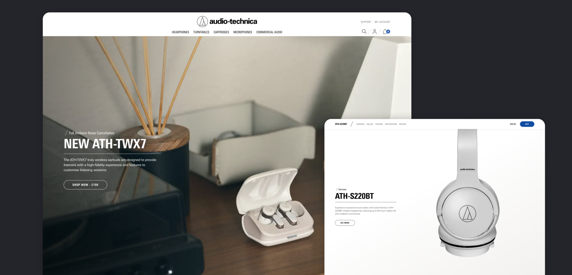 Audio Technica Website Desktop Display