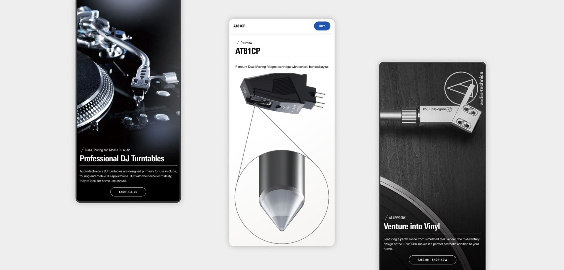 Audio Technica Website Mobile Screens