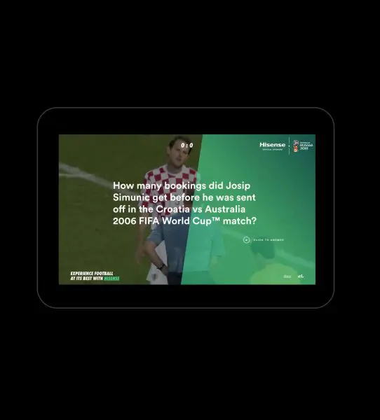 Hisense Website Incredible Moments Quiz Tablet Screen