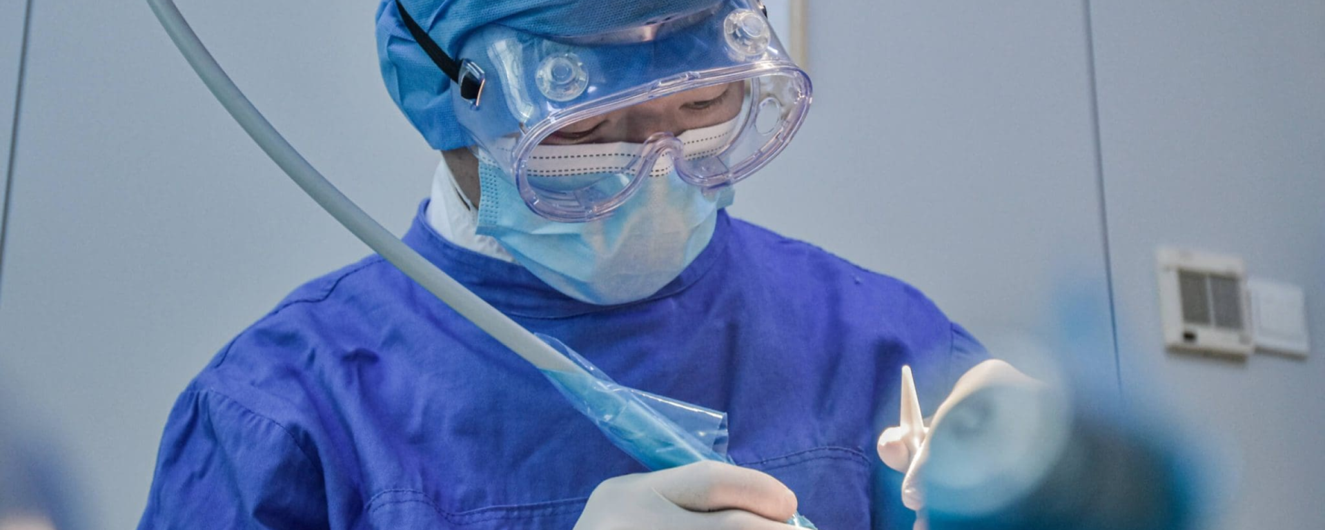 Dentist working on patient