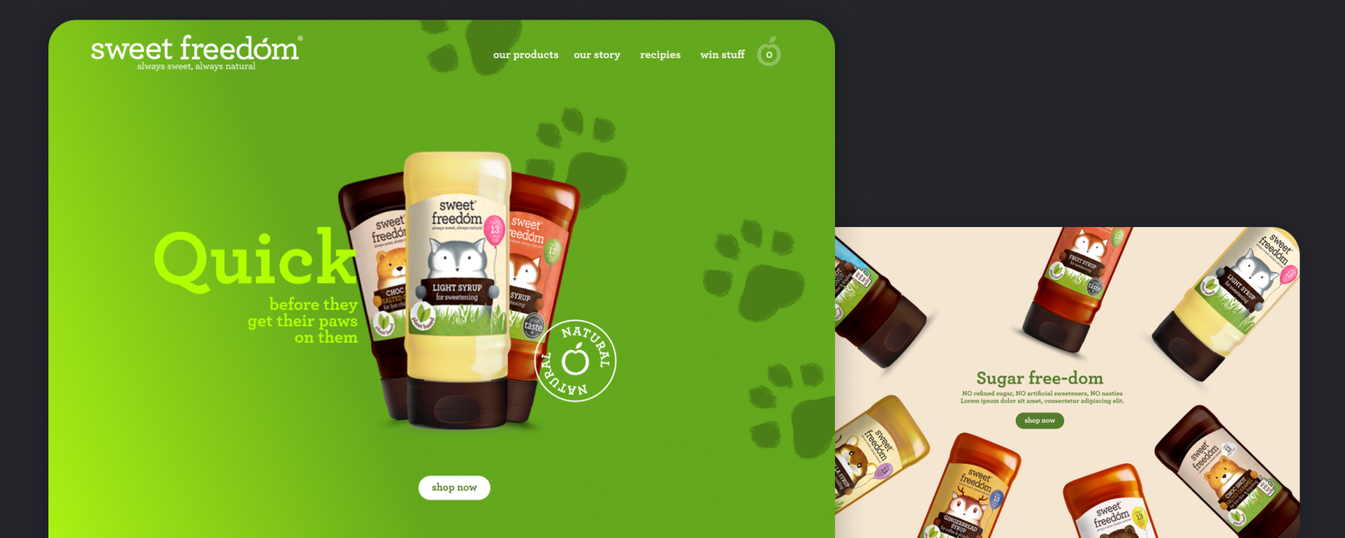 Sweet Freedom Website Homepage