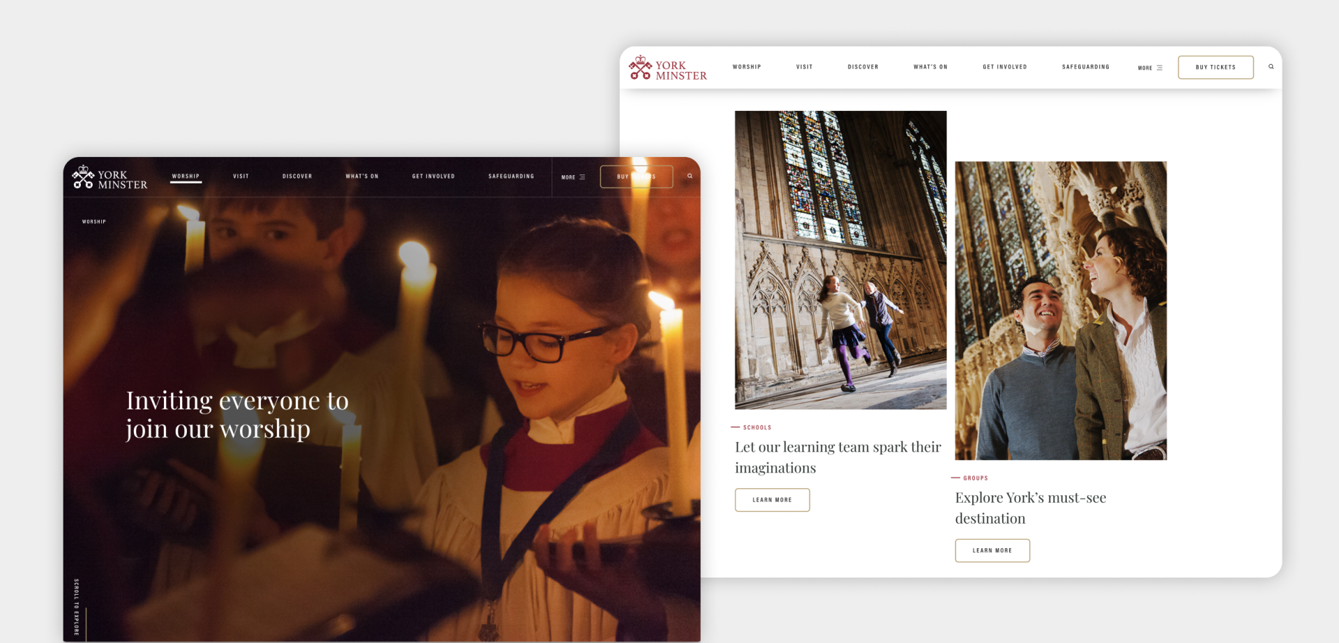 York Minster Website Screens
