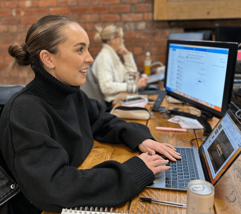 Grace at her desk
