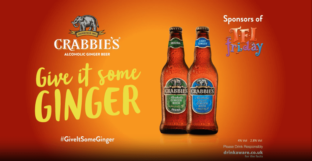 Crabbies Advert Screenshot - Give it some ginger bottles