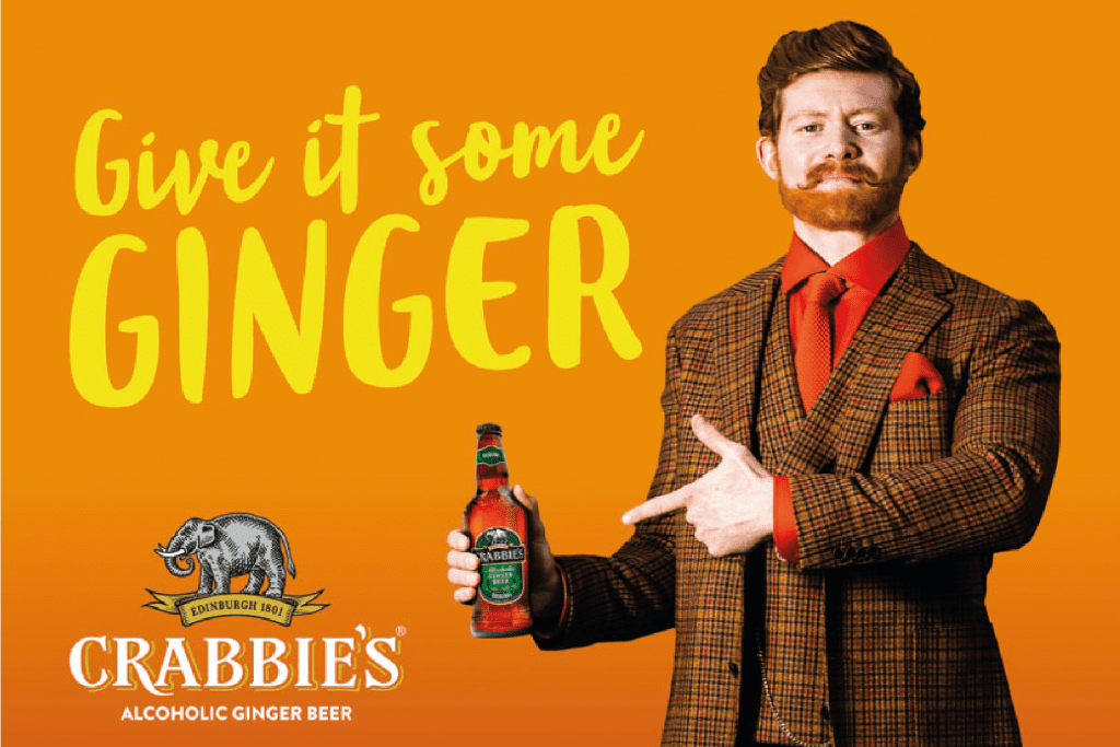Crabbies Advert Screenshot - Give it some Ginger Ginger man in suit