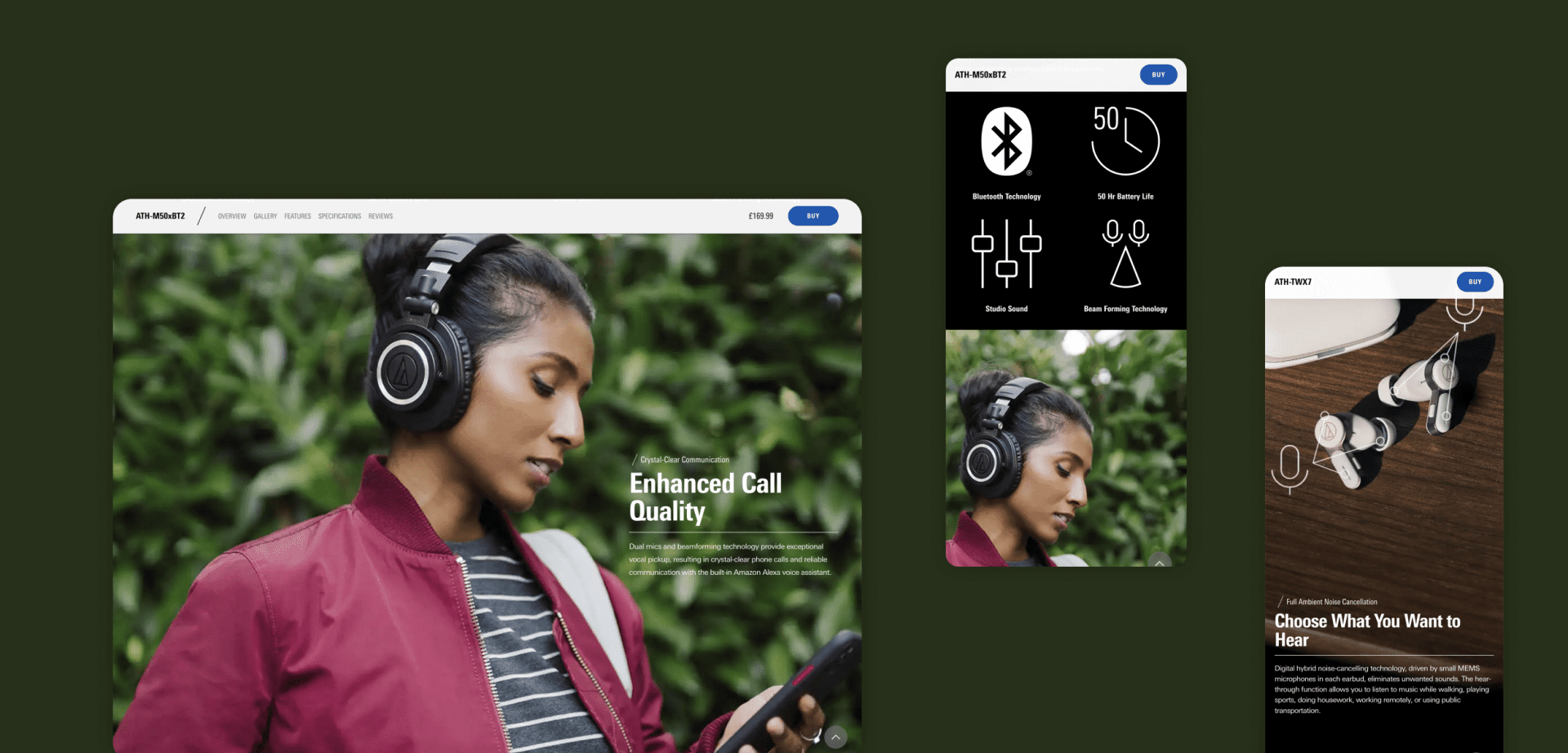 Audio Technica Website Headphone Display