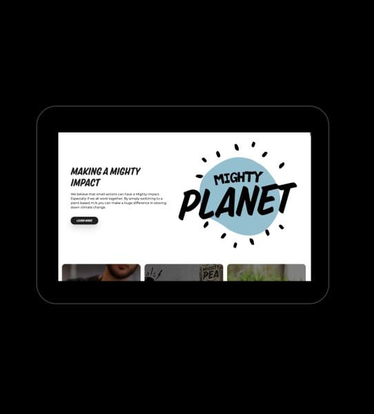 Mighty Pea Website on Tablet Impact