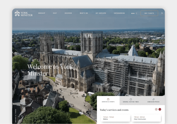York Minster Website Homepage