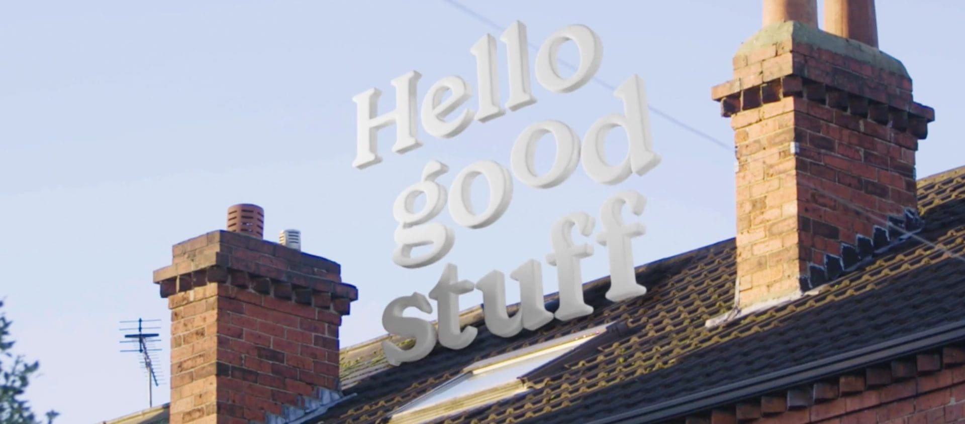 KCOM "Hello Good Stuff" Video screenshot - logo over house
