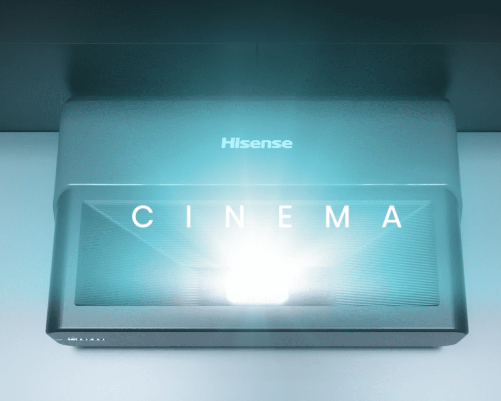 Hisense Laser TV Video Thumbnail product shot on wall