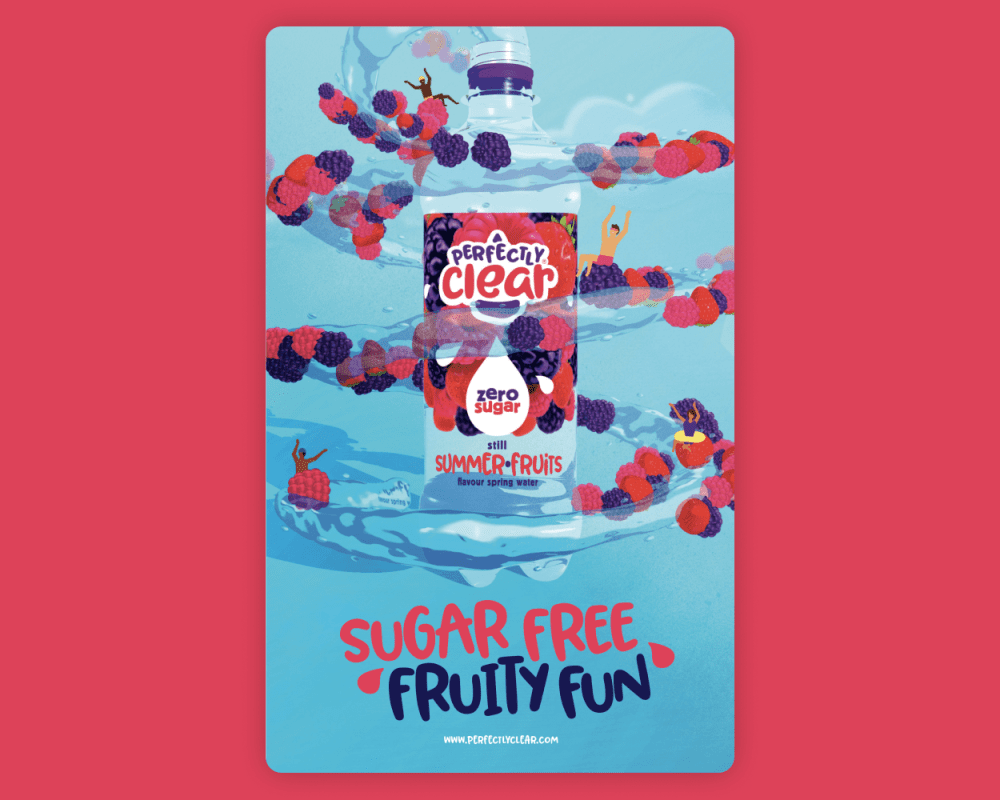 Perfectly Clear Press Advert "Sugar Free Fruity Fun"