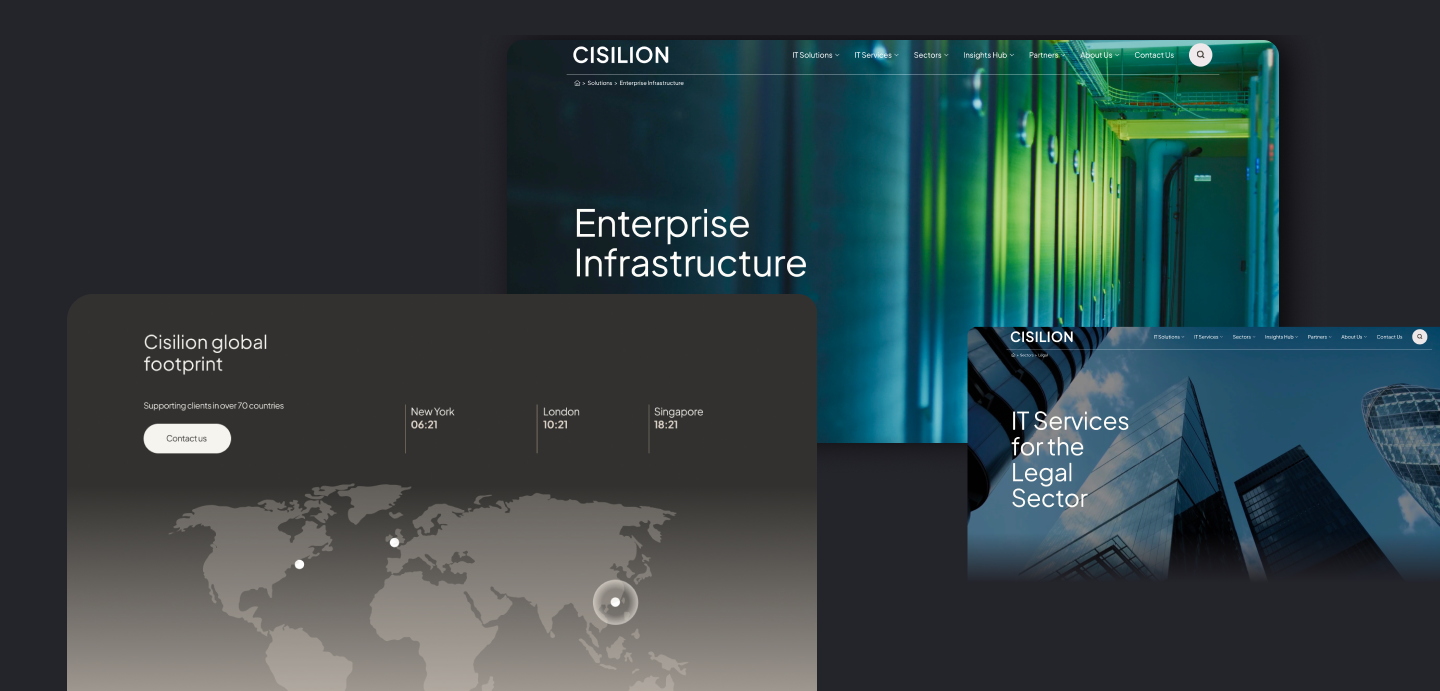 Three pages from the Cisilion website