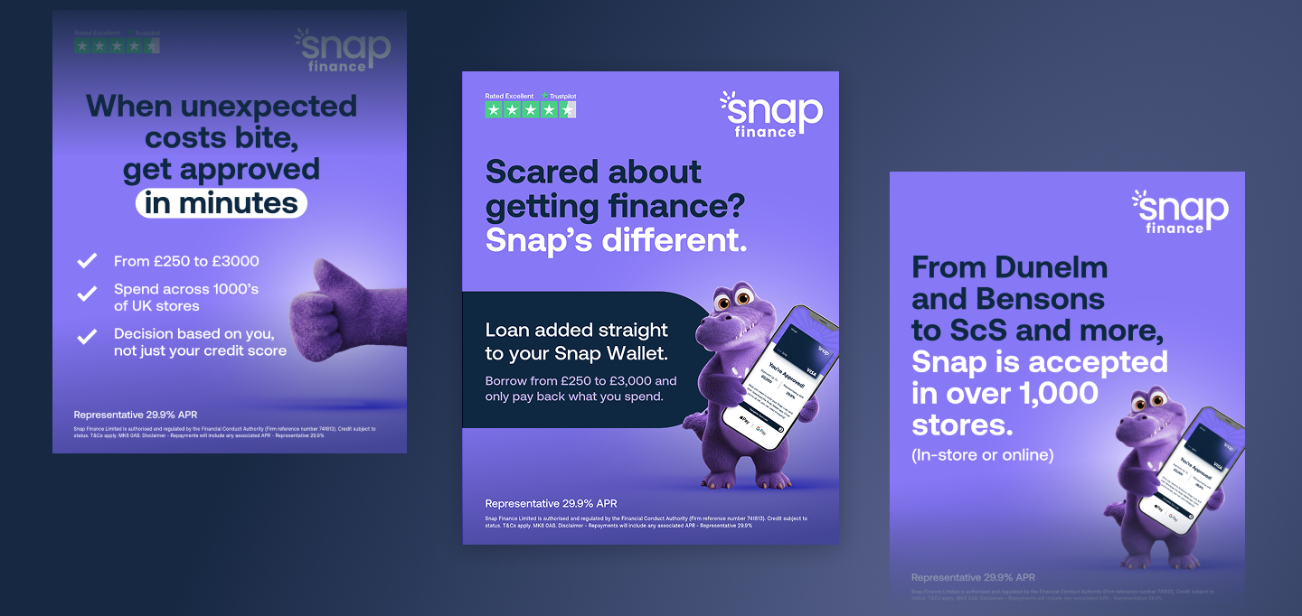 Different creative for Snap Finance campaign