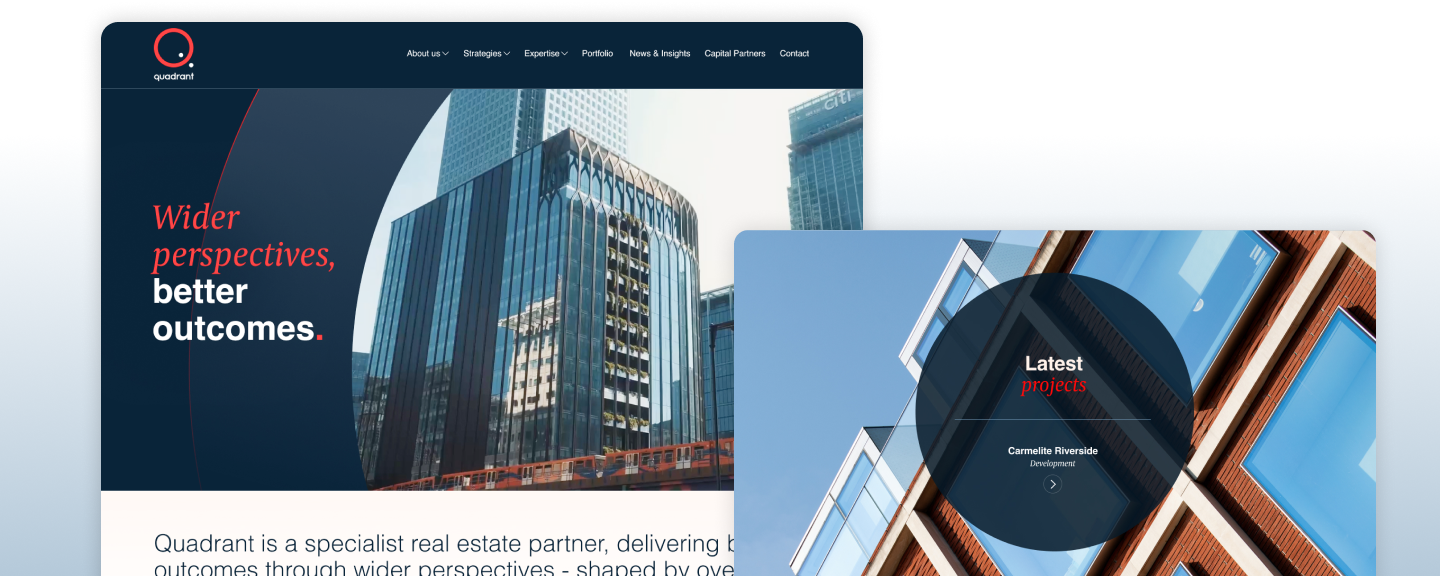 Screens from the Quadrant website